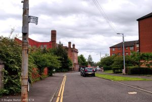 Adamswell Street today. The tenements are gone and it's been halved in length